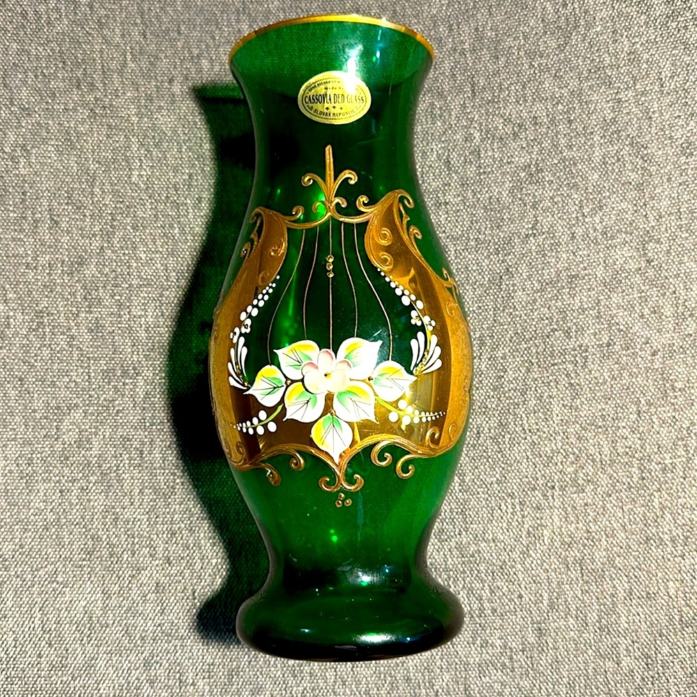 CASSOVIA DED GLASS,SLOVAK REPUBLIC,hand decorated, 24CT, Gold, painting raised.